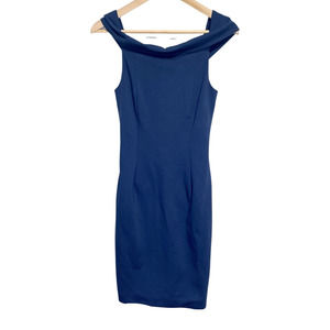 FINDERS Off the Shoulder Bodycon Dress Bold Blue Fitted Elegant Formal Prom